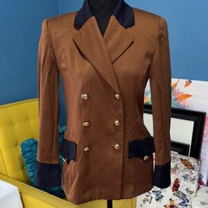 Elegant Brown Double-Breasted Women's Blazer size 34